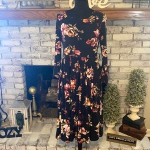 Black Floral Midi dress